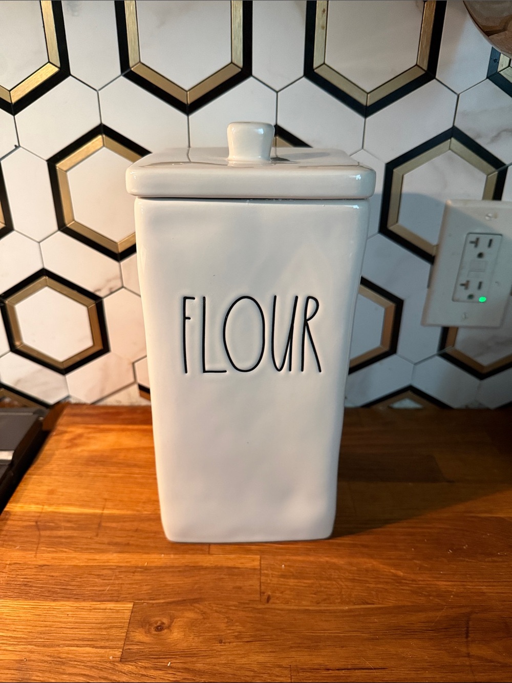 Rae Dunn White Ceramic Flour Canister